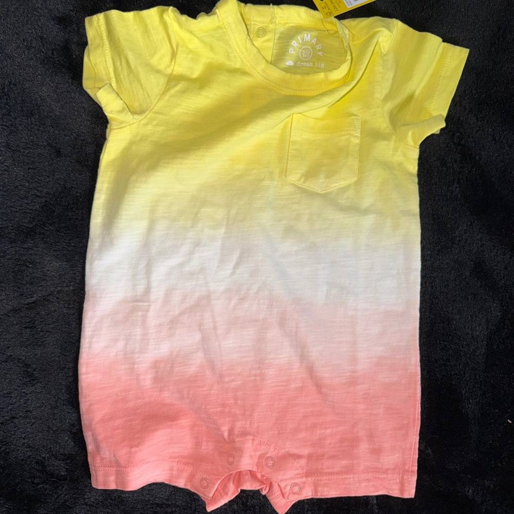 Primark Ombre Yellow to Coral Shortie Baby Romper